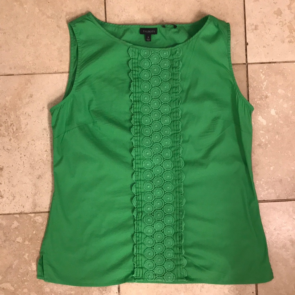 Talbots green sleeveless blouse size 8